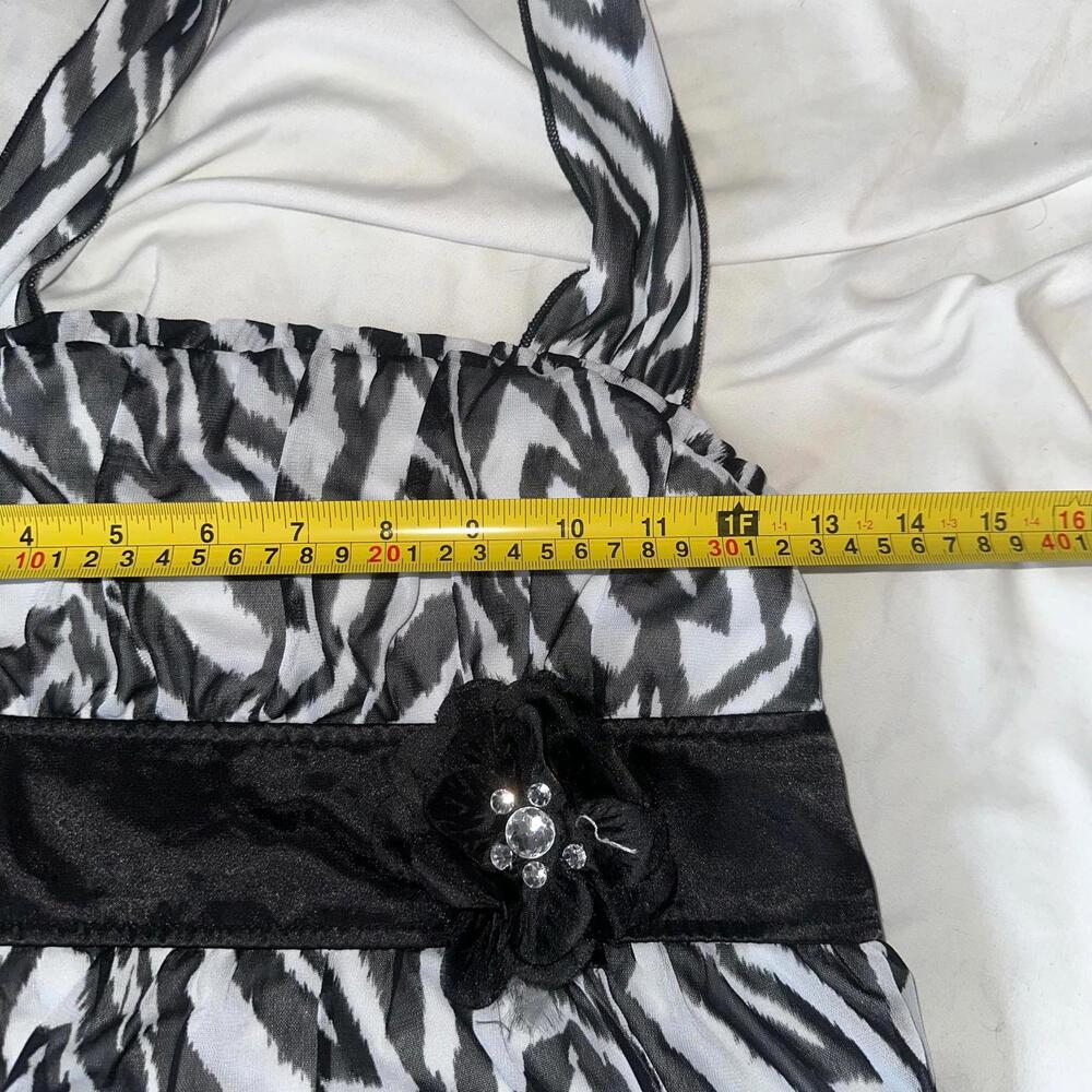Y2K Zebra Ruffle Halter Top Rework - Picture 5 of 6